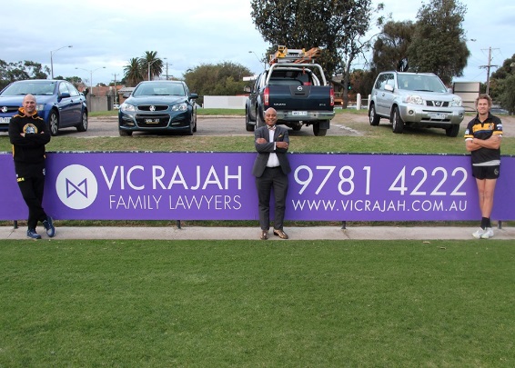 Vic Rajah Family Lawyers sign at Sandringham Football Club ground